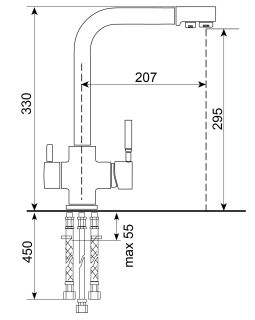 Смеситель для кухни Ulgran Classic U-016-308 с дополнительным краном для питьевой воды чёрный